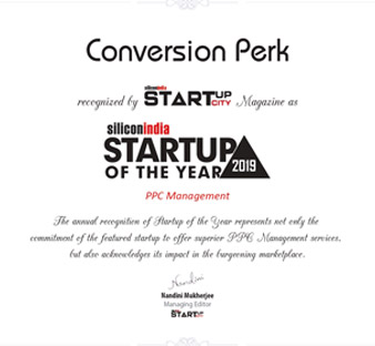 Siliconindia Startup of The Year   Conversion Perk